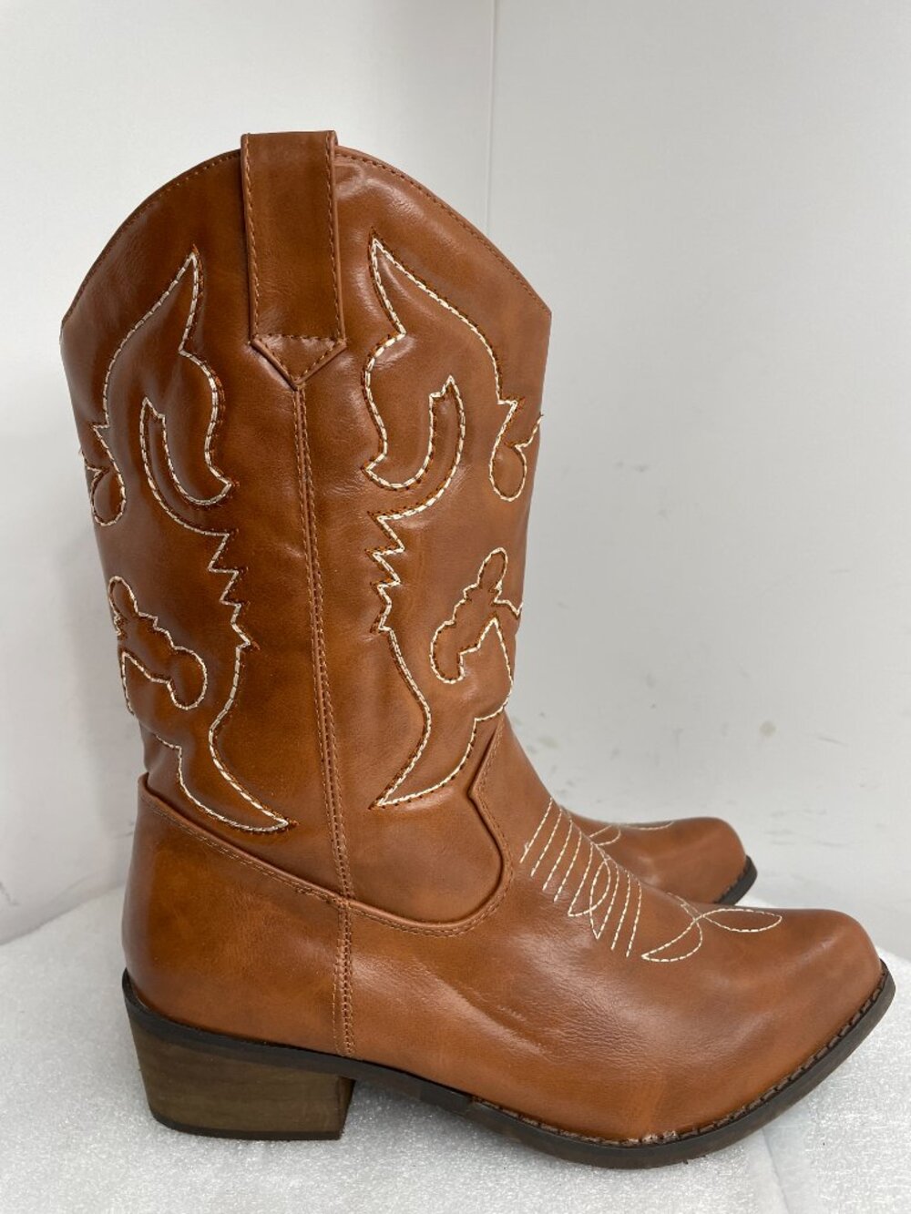 SheSole Brown Faux Leather Embroidered Cowboy Western Cowgirl Boots Women's 8.5 - Picture 2 of 13